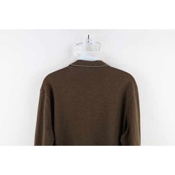 Vintage 90s Streetwear Mens Medium Faded Striped Long Sleeve Rugby Polo Brown - Picture 8 of 9